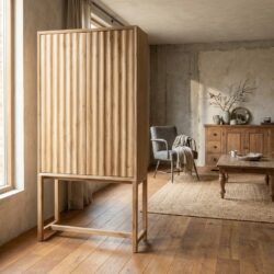 Crotone opbergkast 90 cm, Japandi stijl, natuurlijk hout