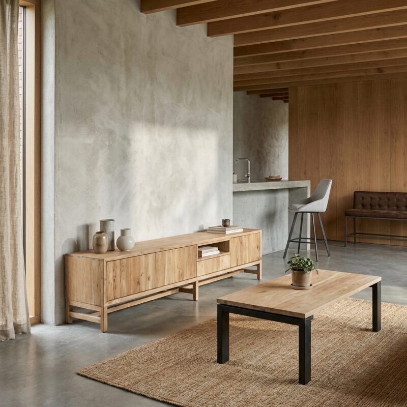 Crotone TV-meubel Japandi stijl in natuurlijk hout