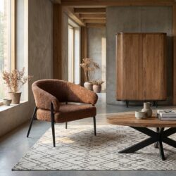 Dilan Venga Hazel fauteuil, rood, stof en gecoat staal, modern design