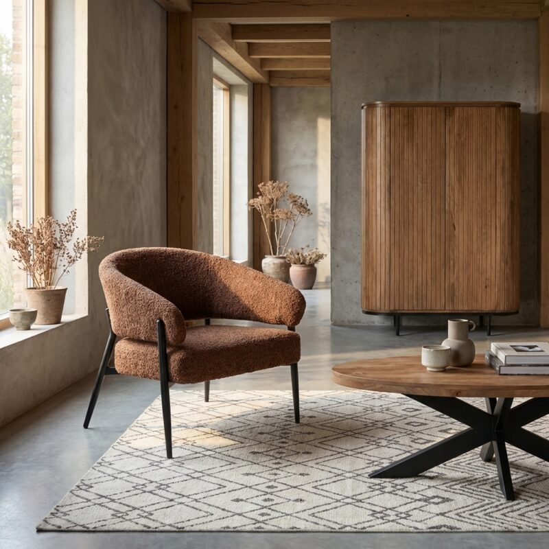 Dilan Venga Hazel fauteuil, rood, stof en gecoat staal, modern design