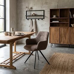 Doreen eetkamerstoel in bruin boucle stof van Livingfurn