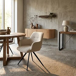 Doreen eetkamerstoel beige stof gecoat staal Livingfurn