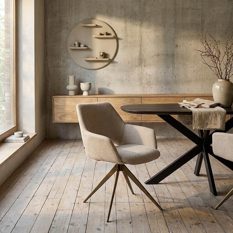Draaibare eetkamerstoel Daisy Beige, comfortabel en stijlvol