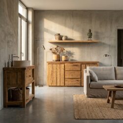 Bridge dressoir van gerecycled teakhout met drie laden en twee deuren