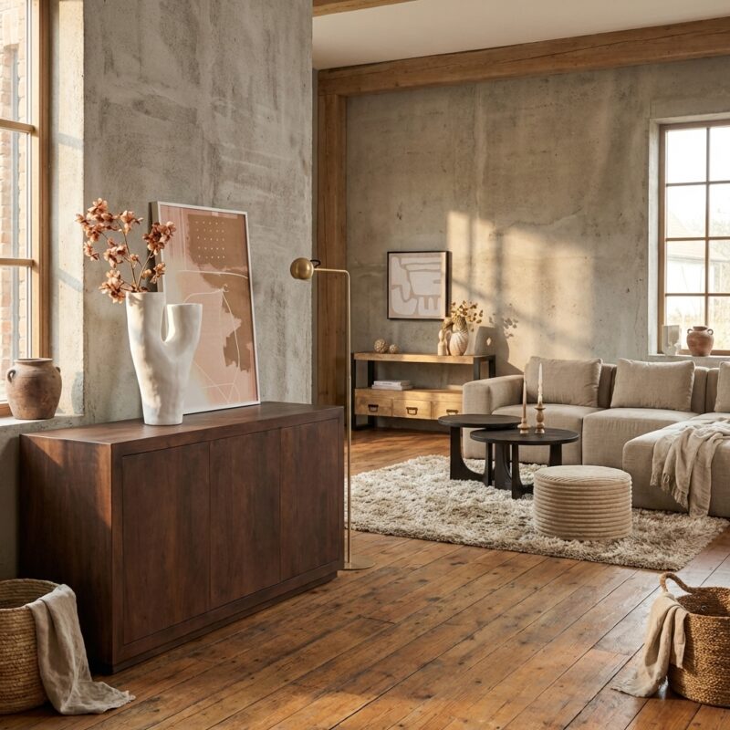 Dressoir Brussel met walnoot finish en drie deuren