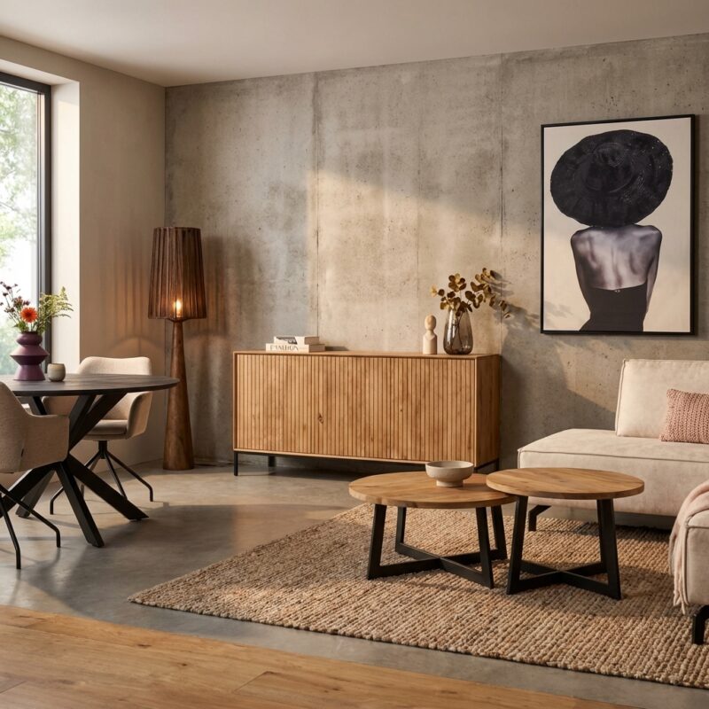 Dressoir Madison Natural, hoogwaardig mangohout, modern design