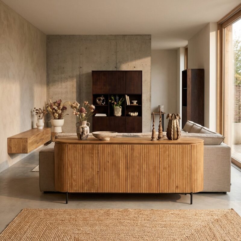 Dressoir Solana, naturel, mangohout, stijlvol en tijdloos