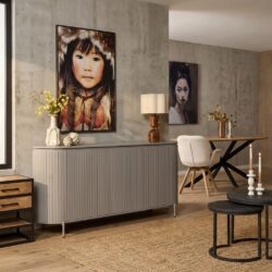 Dressoir Solana taupe, mangohout, moderne stijl