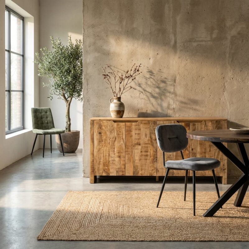 Dressoir van mangohout met vier deuren en breedte 160cm