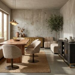 Eetkamerstoel Beverly mocca linear swivel, comfortabel en modern