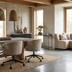 Eetkamerstoel Rochenne mocca linear swivel on wheels hoofdafbeelding