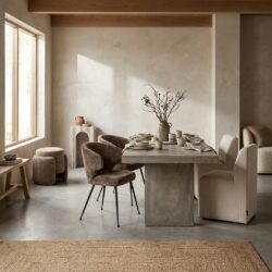 Eetkamerstoel Xandra in Niagara-stone, brandvertragend, customization mogelijk