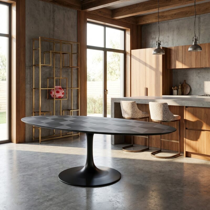 Eettafel Blax black oval 250, zwart, massief hout, modern design