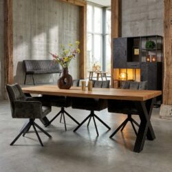 Rechthoekige eetkamertafel Denver in blanke lak van mangohout