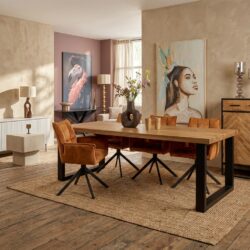 Rechthoekige eetkamertafel Denver gemaakt van mangohout met blanke lak