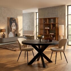 Ronde eettafel Denver Black in massief mangohout met matrixpoot