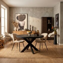 Ronde eettafel Denver Black in massief mangohout met matrixpoot