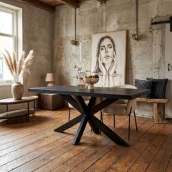 Eettafel Denver Black rechthoekig massief mango hout zwart lak