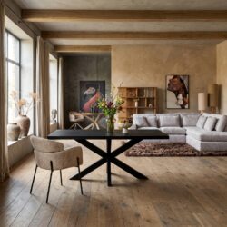 Rechthoekige eetkamertafel Denver Black uit mangohout met zwarte lak