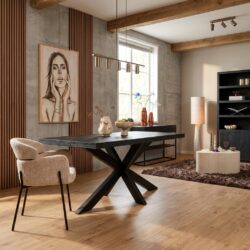 Rechthoekige eetkamertafel Denver Black, 240 cm breed, 100 cm diep, 76 cm hoog, mangohout, zwarte lak