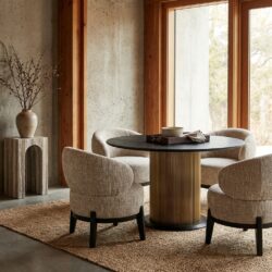 Eettafel Ironville goudkleurig zwart marmeren blad handgemaakt