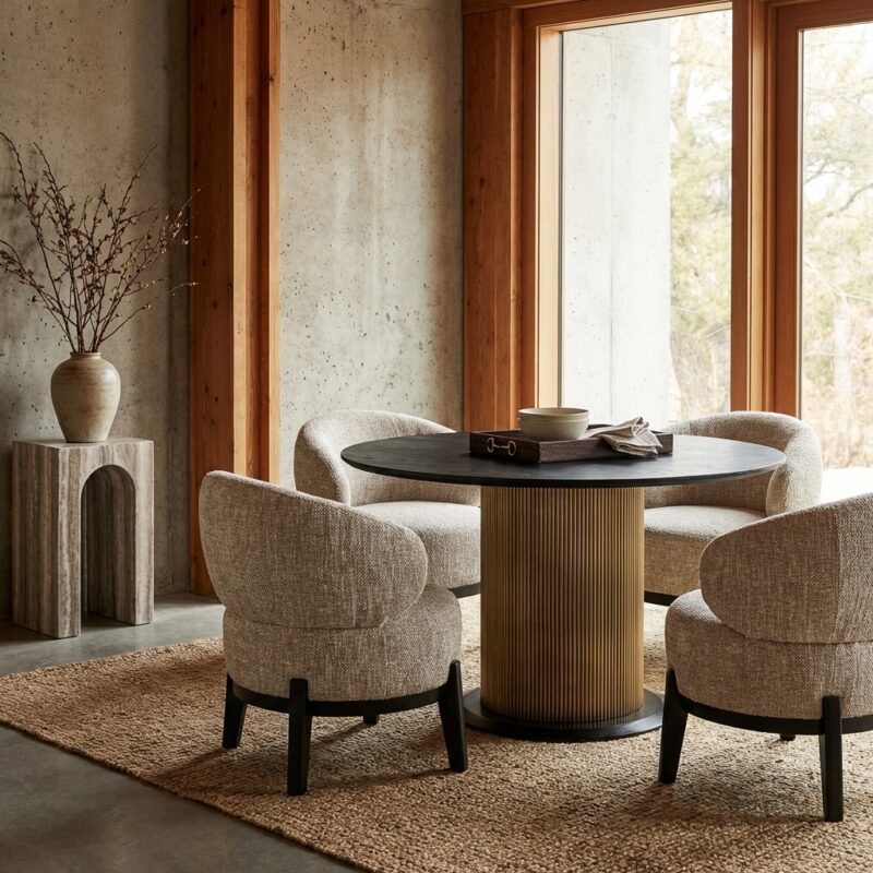 Eettafel Ironville goudkleurig zwart marmeren blad handgemaakt