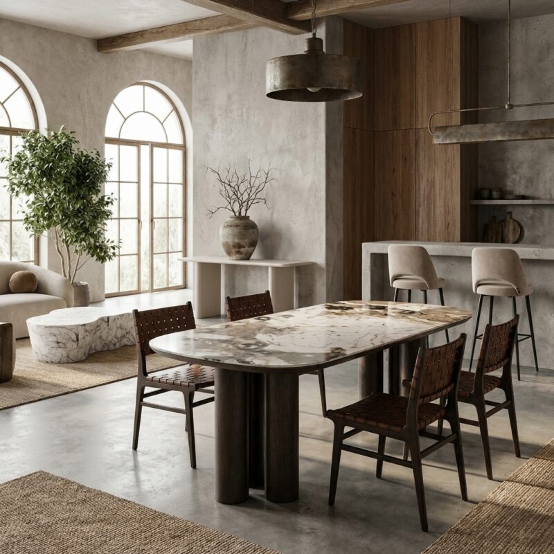 Eettafel Langford brown 230, handgemaakt, zelf te monteren