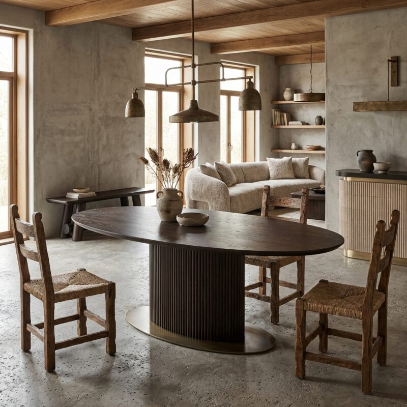 Eettafel Luxor brown oval 235, hoogwaardig eiken, elegante ovale vorm