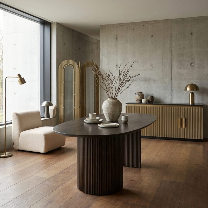 Eettafel Luxor brown oval 300 cm eikenhouten tafel met elegante ovale vorm