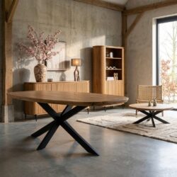 Eettafel Madison Natural, Deens ovaal, mangohout, naturel kleur, stijlvol