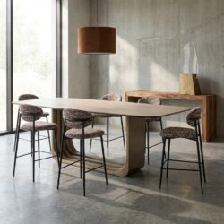 Eettafel Maxfield beige 300, royale eettafel met breed blad en veiligheidsglas