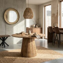 Ronde eettafel Nara 150 in hout met mango houten pooten
