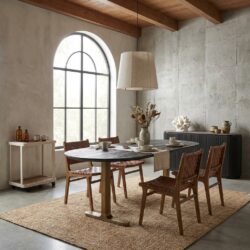 Eettafel Revelin black/gold 200 cm, mangohouten blad en goudkleurige metalen voet