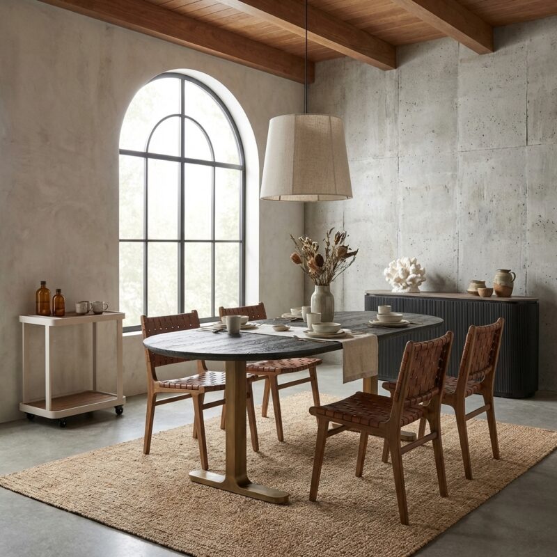 Eettafel Revelin black/gold 200 cm, mangohouten blad en goudkleurige metalen voet