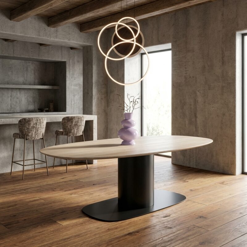 Eettafel Ritz black, handgemaakt, MDF, metaal, keramiek, modern design