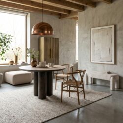 Eettafel Ritz brown 120Ø, handgemaakt, zelf te monteren, bruin zand