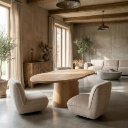 Eettafel Riva natural oak 230, beige eikenhout, stijlvol, ruim