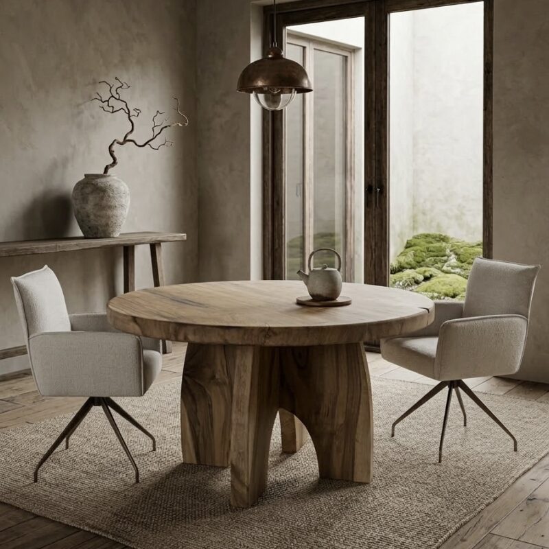 Ronde eettafel suarhout | Spinvoet