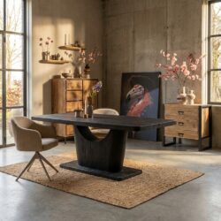 Eettafel Voco, rechthoekig, zwarte lak, mangohout, stijlvol