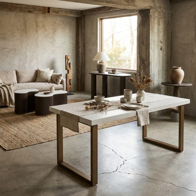 Eettafel Whitebone Verona Grey 235 cm breed, handgemaakt en goud-wit kleur