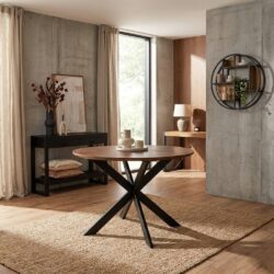 Eiken eettafel Ferris, ronde, brown, massief eikenhout