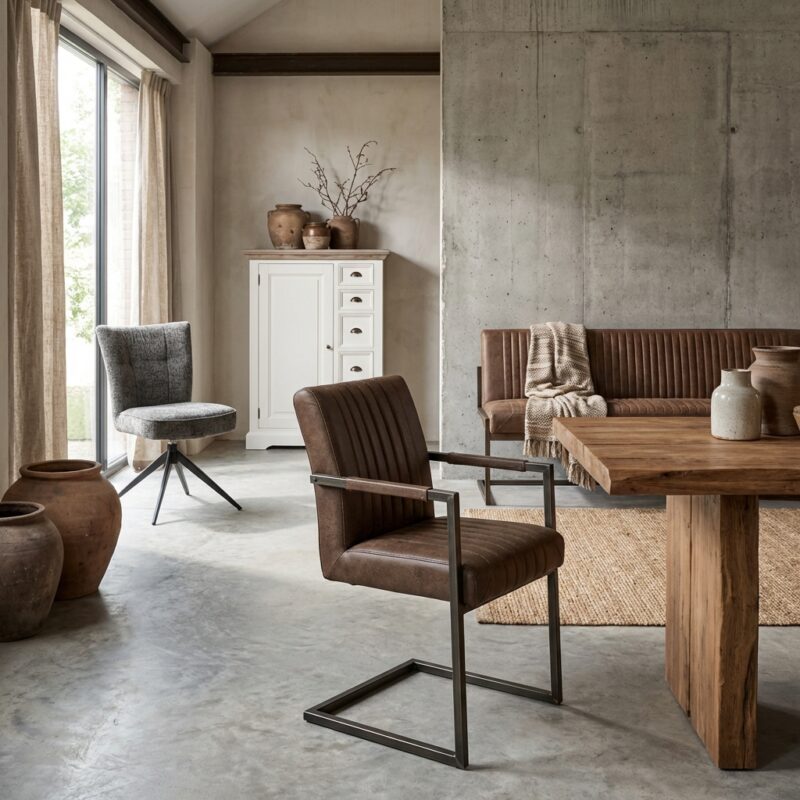 Ferro armstoel Savannah dark brown industrieel stijl