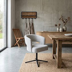 Isabel eetkamerstoel beige stof gecoat staal comfortabel zitmeubel