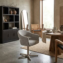 Jade eetkamerstoel beige stof gecoat staal comfortabel zitmeubel