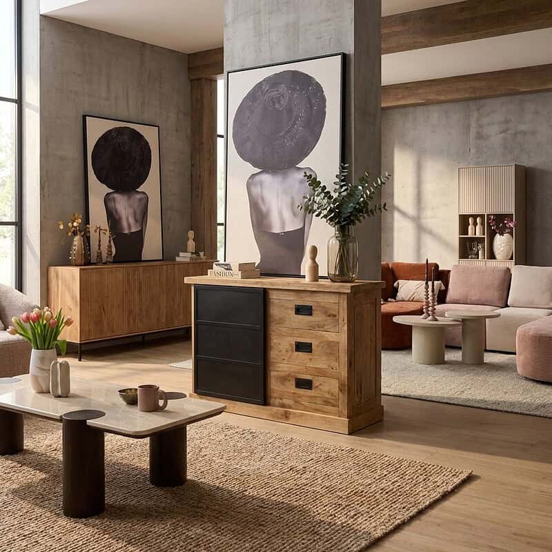 Ladekast Noa Naturel Mangohout 100 cm