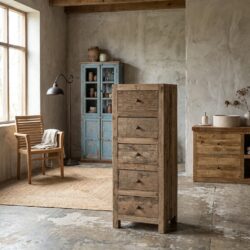 Ladekast Roots 5 laden, hout, recycled hout, rustieke stijl