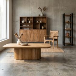 Lausanne 120cm salontafel van Livingfurn in natuurlijk teakhout