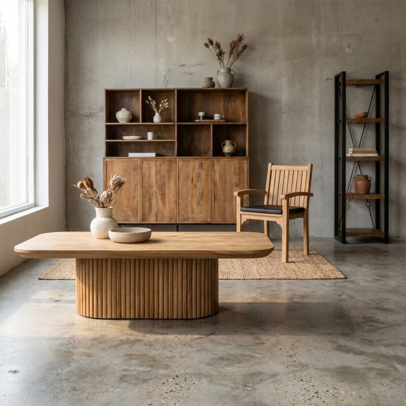 Lausanne 120cm salontafel van Livingfurn in natuurlijk teakhout