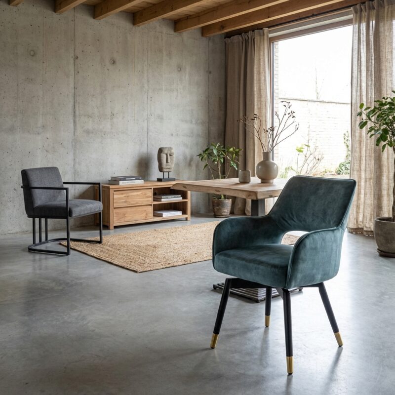 Lenno armstoel met draaibaar frame en Adore 31 Grey blue stof