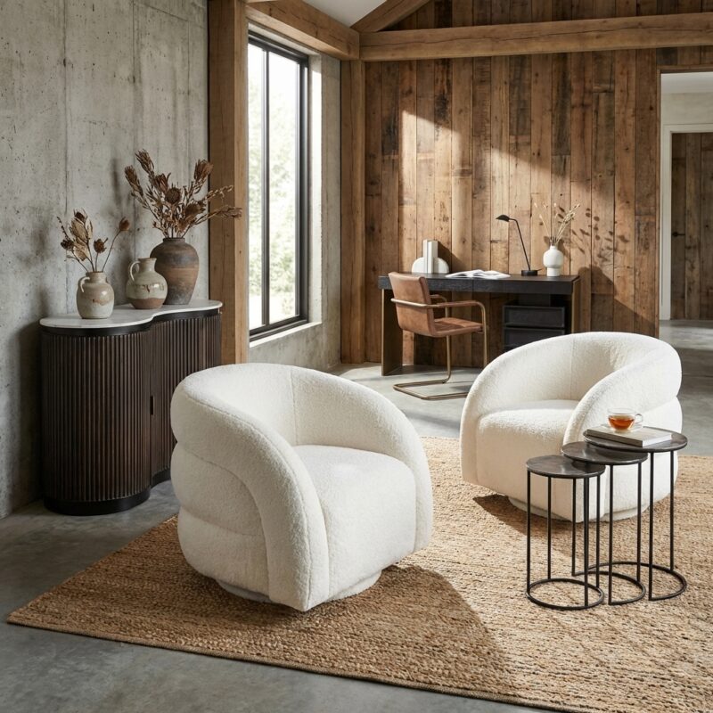 Lounge stoel Arcus white unicorn swivel